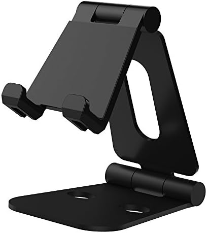 Tablet Stand, NATIONALMATER Aluminum Foldable Adjustable Phone Stand with Anti-scratch Ruber Cover: Desktop Stand Holder Dock for iPad Pro 10.5 / 9.7 / 12.9, iPad mini 2 3 4, iPad Air, Air 2, iPhone 7 Plus, 6s Plus, Nintendo Switch, Samsung Galaxy Tab S7 S8, Fire Tablet, Accessories, Desk, other Tablets - Black