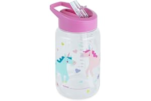 Miniland - Botella Infantil de Tritán 450ml, Botella de Agua para Bebés con Pajita y Asa Ergonómica, Apto para Lavavajillas. Vaso Aprendizaje Bebe, Vaso antiderrame bebe (Fantasy)