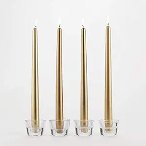 Neevaza Golden Metallic Taper Wax Candle, 8