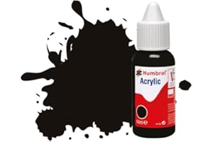 Humbrol Model Paint - DB0085 No 85 Black - Satin (14ml) , Acrylic Paints for Models, Plastic, Metal, Wood, Glass, Ceramics and More, Acrylic Touch Up Paint - Hobby Paint Bottle for Craft Kits