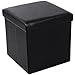 Songmics LSF101 Tabouret Boîte de Rangement Pliable Charge maximale 300 kg, imitation cuir, noir, 38.0 x 38.0 x 38.0 cm