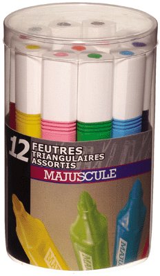 Majuscule-feutre Triangulaire Pointe Ogive Assorti - Boite De 12 [Jouet]