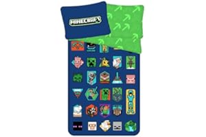 Jerry Fabrics F - Juego de cama - Minecraft - 2 piezas - Funda nórdica - 140 x 200 - Funda de almohada - 70 x 90 cm - 100% algodón