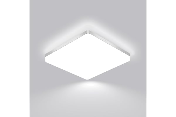 Comely LED Ceiling Light, 48W 5760LM Cool White 6500K Flat White LED Ceiling Light, IP54 Waterproof, Energy Saving for Bathroom, Kitchen, Office, Hallway, Living Room, Ø30 * 4cm