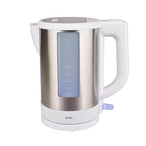 Edelstahl Wasserkocher 3100 Watt 1,5 Liter LED-Beleuchtung Kalksieb weiß
