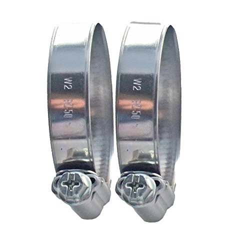 10 Stück EDELSTAHL Schlauchschellen W2, Spannbereich 32 bis 50 mm, Bandbreite 12 mm, DIN 3017, Industriequalität, mit Schneckengewinde, - 3
