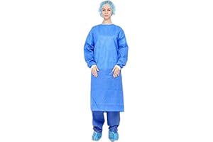 Bericah Camicie TNT USA e Getta con Polsini, Non sterile, Blu, L, Confezione da 10