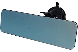 TANGDAO Espejo retrovisor para coche con ventosa, universal panorámico convexo, espejo interior curvado, espejo retrovisor interior para coche, camión, coche, coche Suv (espejo azul, sin bordes, 280 mm)