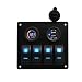 Produktbild TEQStone Rocker Switch Panel Metall Board LED Panel Wippe blanko Schalter mit Circuit Breakers Digital Voltmeter Zigarettenanzünder Power Ladegerät Ladekabel USB Adapter für Boot Auto Marine
