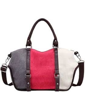 PB-SOAR Damen Vintage Canvas Henkeltasche Schultertasche Handtasche Umhängetasche Shopper Sporttasche, 6 Farben...