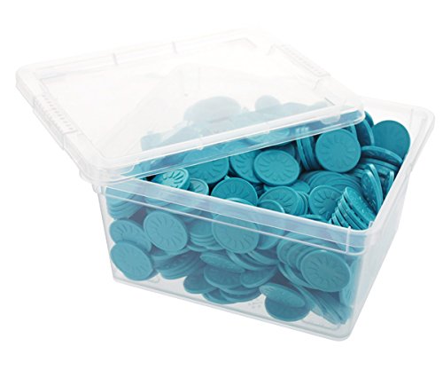 En-Joy Fichas Plasticas Grabadas - Flor Turquesa - 500 Monedas - 29 mm