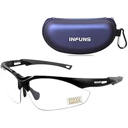 Lunettes de sécurité anti-buée claires avec étui, UV 400, lunettes de protection pour lentilles résistant aux rayures, protection pour champ de tir