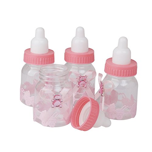 Tinksky Baby Candy Box Flasche Baby Shower Geschenk Box Party bevorzugt Taufe Geschenkpaket von 12(Pink) - 5