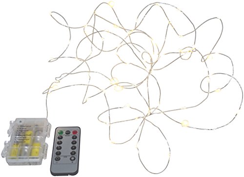 60er Led Draht Lichterkette Batterie warmweiß mit Timer für innen und außen + Fernbedienung für 8 verschiedene Funktionen - 2