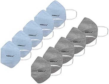 Kawach by IIT DELHI Start-up,Reusable and Washable protective face masks(Black,Set of 10)