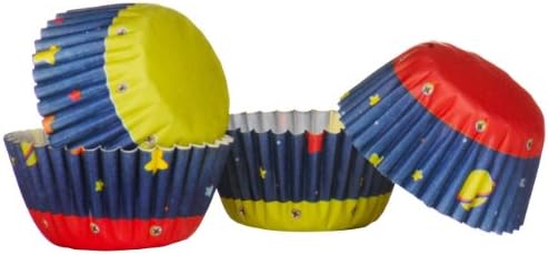 Rocket Design 100pc Mini Cupcake Cases Made Of Greaseproof Paper
