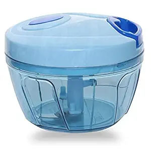 Quinze Polypropylene Mini Handy and Compact Chopper with 3 Blades for Effortlessly Chopping Vegetables and Fruits for Your Kitchen (Blue, 400 ml)