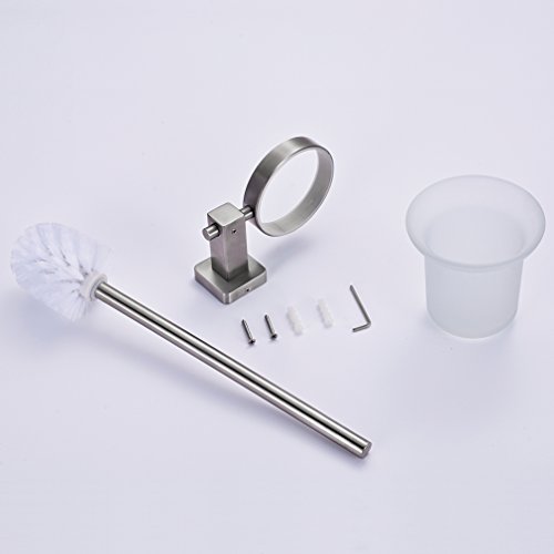 Auralum® Chrom WC bürste WC-Garnitur Papierhalter Klobürste Bürstengarnitur Bürstenhalter Matt mit eckige Basis - 7