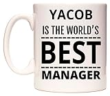 Acabado blanco brillante YACOB Is The World\'s BEST Manager Taza por WeDoMugs