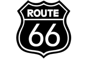 JAPANSAI Autocollant de route 66 USA style route, classique, noir, 12,5 x 11 cm