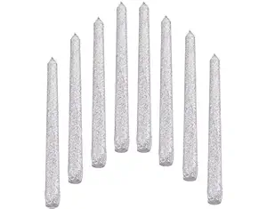 Luces Scented Paraffin Wax Silver Tapered Stick Candles Decorations for Living Room, Hall Room, Dinner Table,Birthday Party, Pack of 8