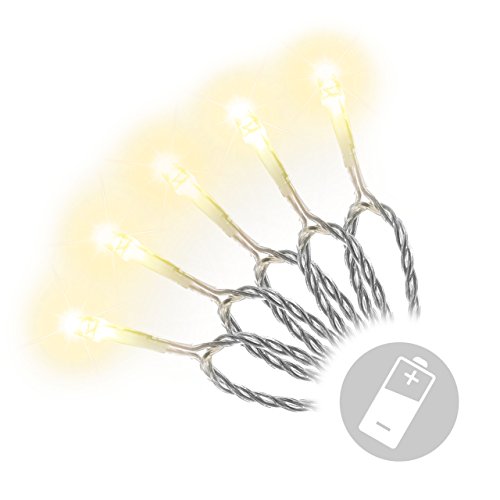 30er LED Lichterkette Aussenbeleuchtung mit Timer Batterie Xmas Weihnachten (warmweiß) - 5