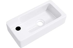 Mai & Mai Petit Lavabo Suspendu Blanc Vasque en Céramique Lave Mains WC Salle de Bain Invités BR3053R