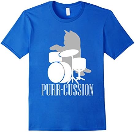 Men's Purr-cussion Funny Cat Drummer Gift Shirt Medium Royal Blue