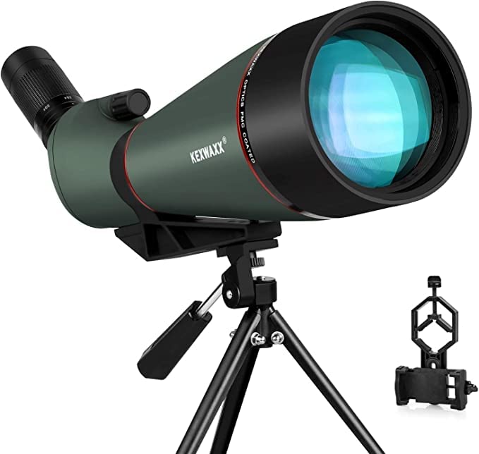 Whixant Spotting Scope, 20-60x60mm Zoom with FMC Lens, BAK4 45 Degree Angled Eyepiece, Fogproof Spotting Scope with Tripod, Carry Bag for Target Shooting, Hunting, Birding
