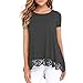 Produktbild Ears Frauen Freizeit Tunika beiläufige Sweatshirt Retro Strickjacke Mode Fitness läuft Sommer Yoga Oberteil Spitze Bluse Tops Oansatz Kurzarm lose Spitze Patchwork Tops Tunika Bluse