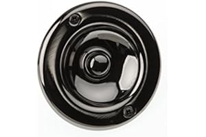 HUBER Pulsador de timbre empotrable de latón redondo, 1 compartimento, para puerta de casa, de latón, con interruptor de timbre, bruñido