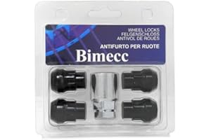 Bimecc Alloy Wheel Locking Nuts - Fits Ford | Honda | Mazda | Mitsubishi | Toyota - M12x1.5 - Tapered - Black