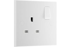 BRITISH GENERAL BG Electrical Single Switched Power Plug Wall Socket, Square Edge, Nexus 900 Series, White Moulded, 13A, 921