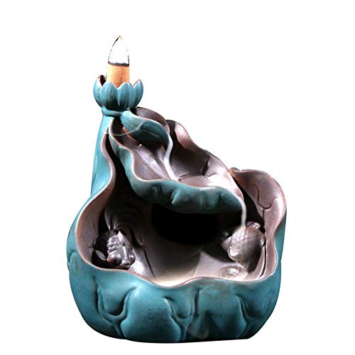 Unyu - Quemador de incienso con 10 conos de incienso de reflujo para el hogar, oficina, adorno de aromaterapia