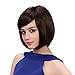 Bigood Smooth Sweet Bob hairstyle Inclined bang Dark Buckle brown Wig 32cm