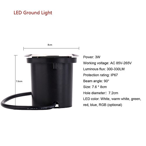 Lixada 3W LED Boden lampe Burie Light Garten licht Hof Lampe Spot Landschaft Licht IP67 wasserdicht AC 85-265V - 5