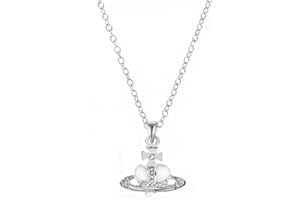 SAMORION Saturn Planet Necklace Love Heart Saturn Planet Pendant Choker Necklace Stud Earring Necklace for Women Lady Charm Sister Girlfriend Wedding Birthday Anniversary