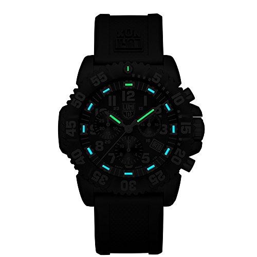 Luminox Navy SEAL Colormark Chronograph Men's Quartz watch with Black dial featuring LLT Luminox light Technology 44 millimeters Carbon Compound case and Black PU Strap  XS.3081