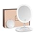 Produktbild ANJOU LED Kosmetikspiegel, aufladbarer kabelloser beleuchteter Make up Spiegel mit abnehmbarem 5X vergrerung Spiegel, 120¡ã Rotation inklusive Reinigungstuch, wei