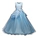 Produktbild Oyedens Tüll Rock Weiß Minikleid (4T-9T) Kinder Sleeveless Blume Rose Kleid Rock Prinzessin Tutufloral Baby Sister Brautjungfer Pageant Geburtstag Party Hochzeitskleid Karneval