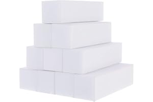 Metagio 10 Pcs Professional Salon Nail Buffer Sanding Block - White, Finger Manicure Pedicure Tools for Home and Salon Use (95*25*25MM)