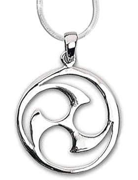 Keltischer Anhänger Triskel 925er Silber Schmuck Dreierwirbel - Schutzamulett - mit 1,2mm Schlangenkette 45 cm...