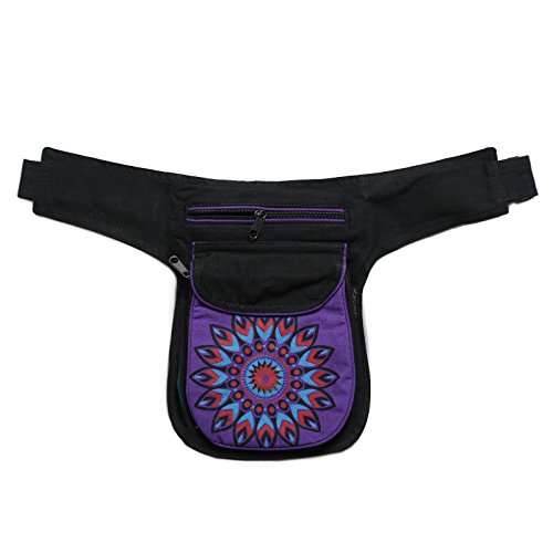 Kunst und Magie - Bolso al hombro de algodón para mujer ca. 28 x 18 x 4 cm, color negro, talla ca. 28 x 18 x 4 cm