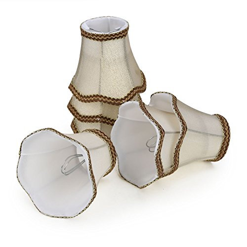 Fuloon 6er Set Lampenschirme E14/E27-Kerzenbirnen für Kronleuchter Wandleuchte Hängelampe Lampenschirm (6er Set, Golden)