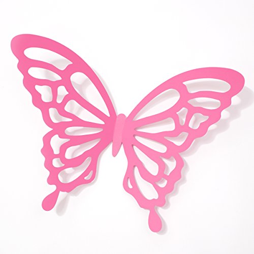 Wandkings 3D Schmetterlinge in PINK mit Ornamenten / Muster, 12 STÜCK im Set mit Klebepunkten - 3