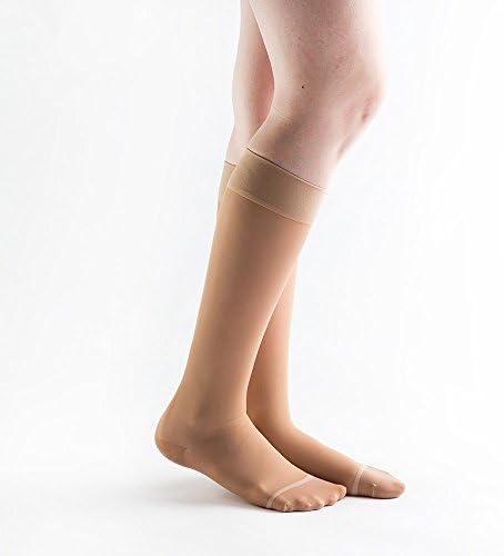 Actifi Womens Sheer 1520 mmHg Closed Toe Knee High Compression Stockings Beige Medium