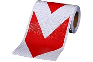 MOMOALA 3M/9.8ft 20Cm Avertissement de Trafic Sécurité Nuit Bandes Réfléchissantes Rouge Blanc Flèche Autocollant 20Cm