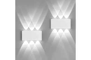 FUPE 2 Pack Applique Murale Extérieur/Intérieur LED Appliques Extérieure 12W 1200lm ip65 imperméable moderne en aluminium up and down applique lumineuse spot Lampe Murale(blanc 6500k lumière froide)