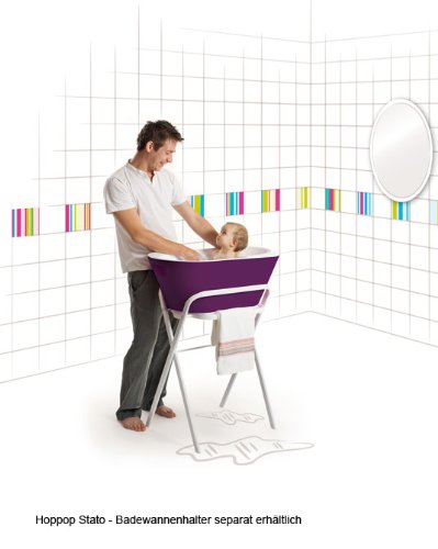 Imagen 3 de Hoppop 32130060 Bato+ - Bañera con indicador de temperatura y agujero de desagüe para bebés, color morado y blanco