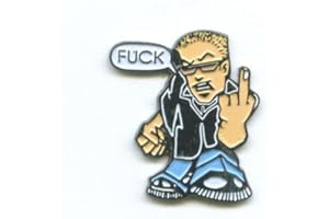 Badge Guy Giving The Finger Fuck - Homme avec doigt d'honneur - 0541